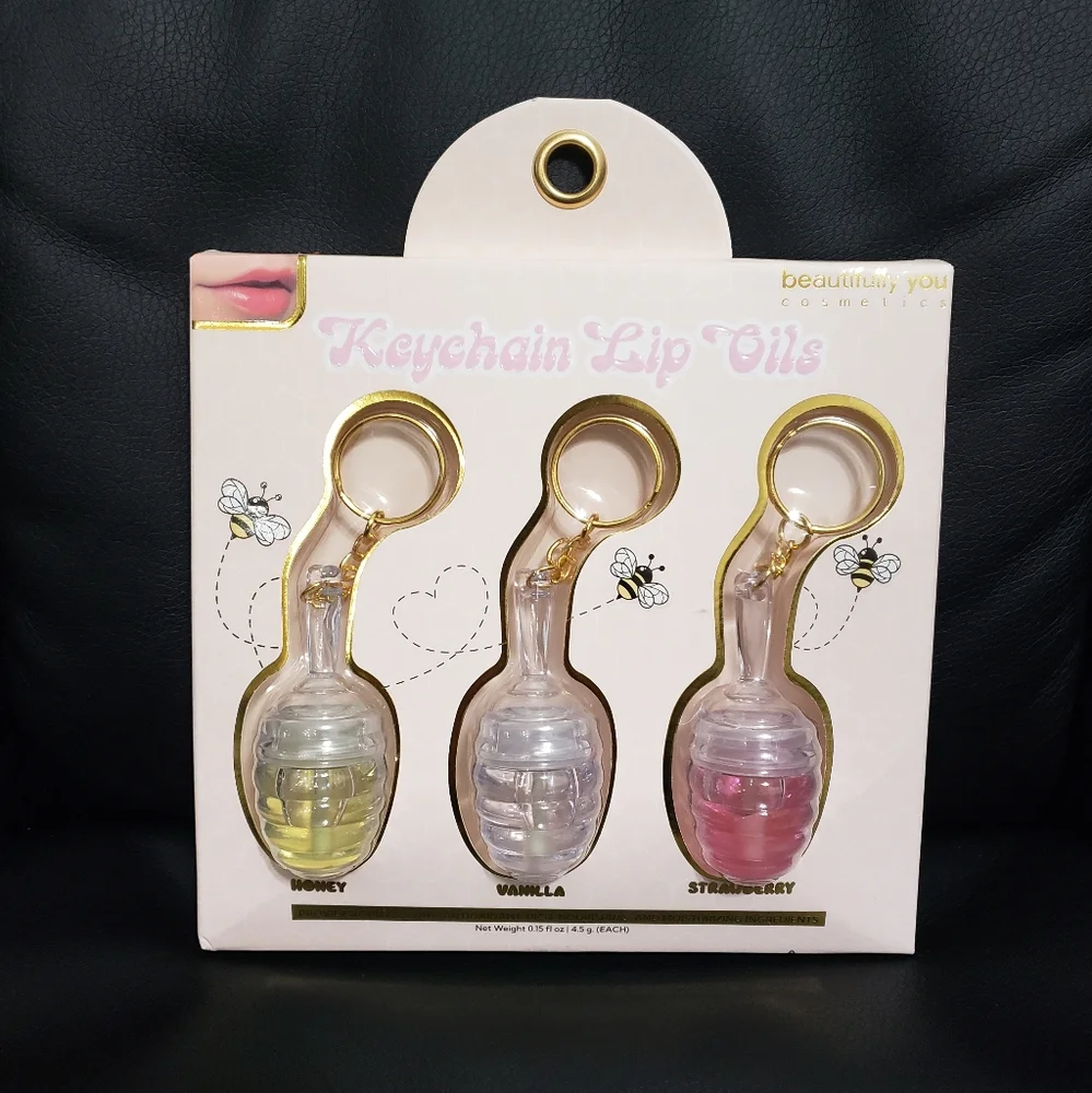 Keychain Lip Oils Set - Honey, Vanilla, Strawberry